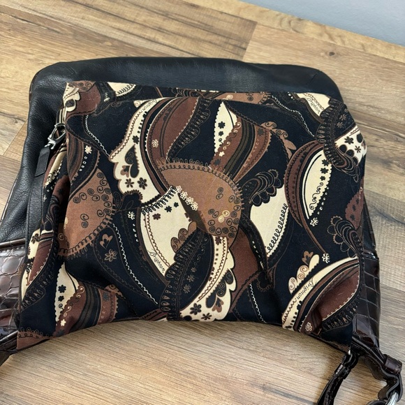 Brighton Croc Embossed Patent Leather Crossbody Handbag Purse - Picture 11 of 11